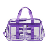 Maxbell PVC Clear Tote Bag Casual Transparent Handbag for Hiking Business Trip Beach Purple
