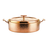 Maxbell Hammered Copper Hot Pot Stew Pot Easy Carrying for Caterers Picnic Household Gold S