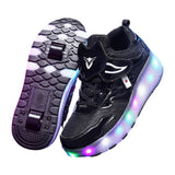 Maxbell Kids LED Roller Shoes Casual Skating Shoes with Double Wheels for Boys Girls 23.5cm