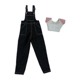 Maxbell 1:6 Short Sleeve Bib Overalls Suit Cloth for 12 inch Figures Body Doll Model black pants