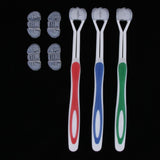 Maxbell Maxbell Pack of 3pcs, 3 Sided Deep Clean Whitening Soft Toothbrushes with 4 Brush Heads Replacement