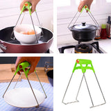 3pcs Steel Plate Gripper Clip Foldable Dish Tong Anti Heat Bowl Clamp