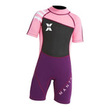 Maxbell Maxbell 2.5mm Kids Short Sleeve Wetsuit Beach Diving Swimwear Swimsuit Pink L