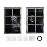 Maxbell 2 Pieces Halloween Curtain Scary Window Cover for Carnival Scary Movie Night w Ribbon Hooks Glue