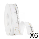 Maxbell 6xValentine's Day Ribbon Romantic DIY Crafts for Greeting Cards Holiday Wreath White