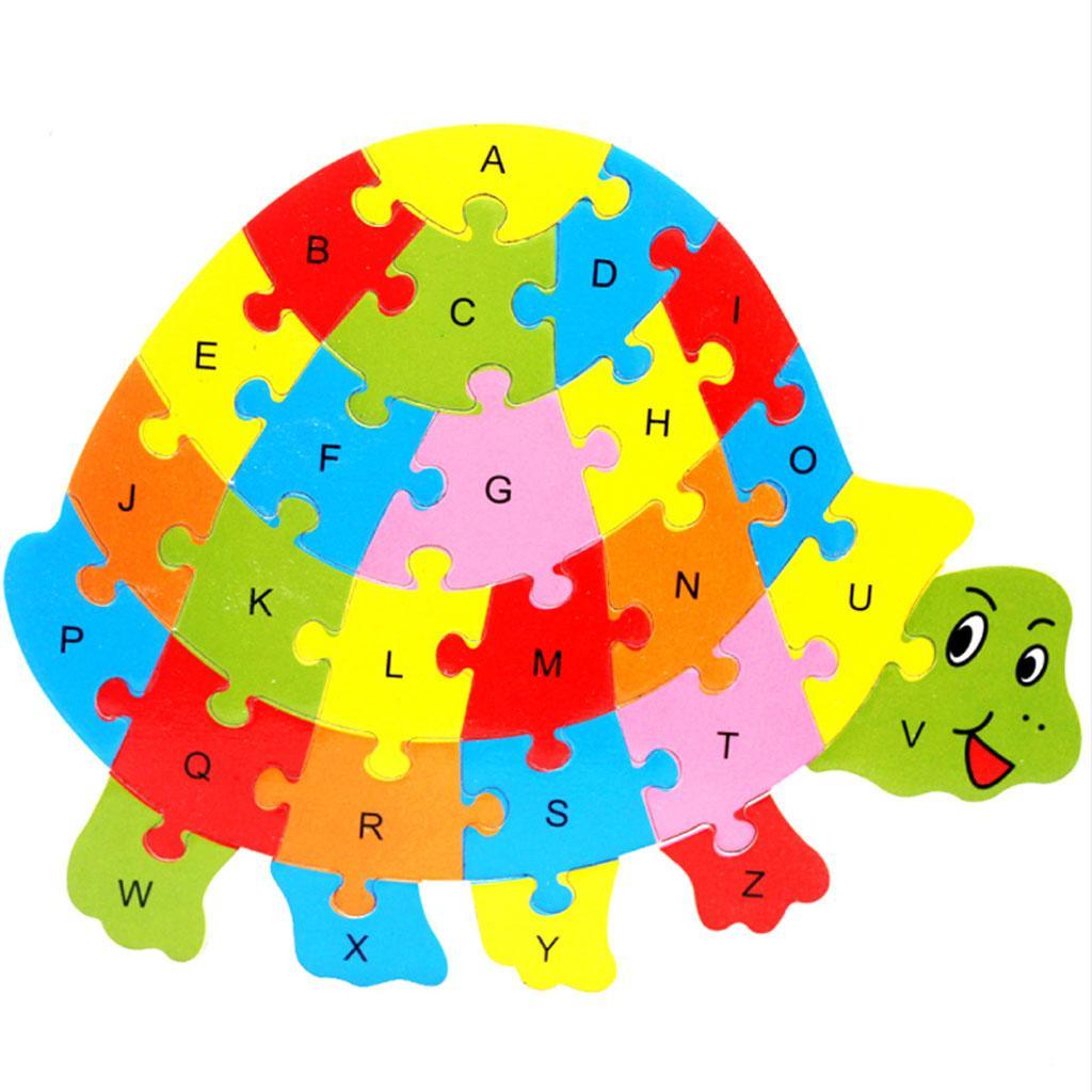 Maxbell 26pcs Wood Alphabet English Letters Puzzle Educational Toy Gift - Turtle
