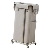 Maxbell Rolling Laundry Basket Cart Laundry Hamper for Apartment Living Room Bedroom Silver Frame Gray