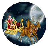 Xmas Theme Waterproof Tablecloth for Round Table 1.2m Dia Elk Santa