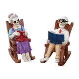 Maxbell 2x Halloween Skull Statue Funny Skeleton Figurines for Garden Desk Bookshelf