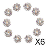 Maxbell 6xCrystal Diamante Pearl Flower Buttons FLATBACK Embellishment G