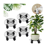 Maxbell 4x Flower Pot Base Round Indoor and Outdoor Planter Pots Rolling Plant Cart