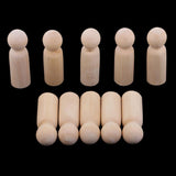 Maxbell 10 Pieces Unfinished Wood Plain Blank People Body Family Men Women Peg Dolls Unpainted Toys DIY Weddings Dolls for Painting Craft 63x20mm - Aladdin Shoppers