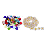 Maxbell 3 Yards Embroidery Lace Trim Applique Ribbon +100g Vitreous Glass Mosaic
