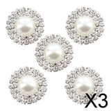 Maxbell 3xPhenovo Crystal Faux Pearl Button Flatback Decoration DIY 25mm 5pcs White