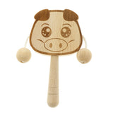 Baby Wooden Toys Musical Hand Bell Rattle Drum Developmental Gifts Pig