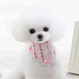 Maxbell Maxbell Pink Floral Pattern Dog Collar Lace Bowtie Stretchable Puppy Saliva Towel-M