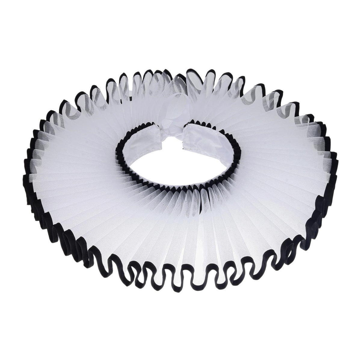 Maxbell Elizabethan Clown Neck Ruffle Sturdy Costume Accessory for Prop Party Gothic White Black