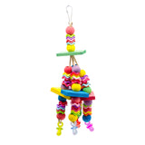 Maxbell Maxbell Parrot Bird Wooden Ladder Perch Toys Colorful Beads Swing Cage Toy