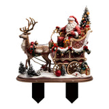 Santa Claus and Reindeer Ornament Stake Gift Xmas Decor for Party Favor Yard