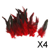 Maxbell 4x50pcs Beautiful Rooster Feathers Fringe Decoration Home Craft DIY Red