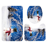 Maxbell 3pack Bathroom Set Rug Mat Toilet Lid Cover Non Slip Bathmats Snowman