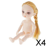 Maxbell 4xMini 16cm 13 Joints Nude Girl Doll Body Model DIY Accessory Blond Hair B