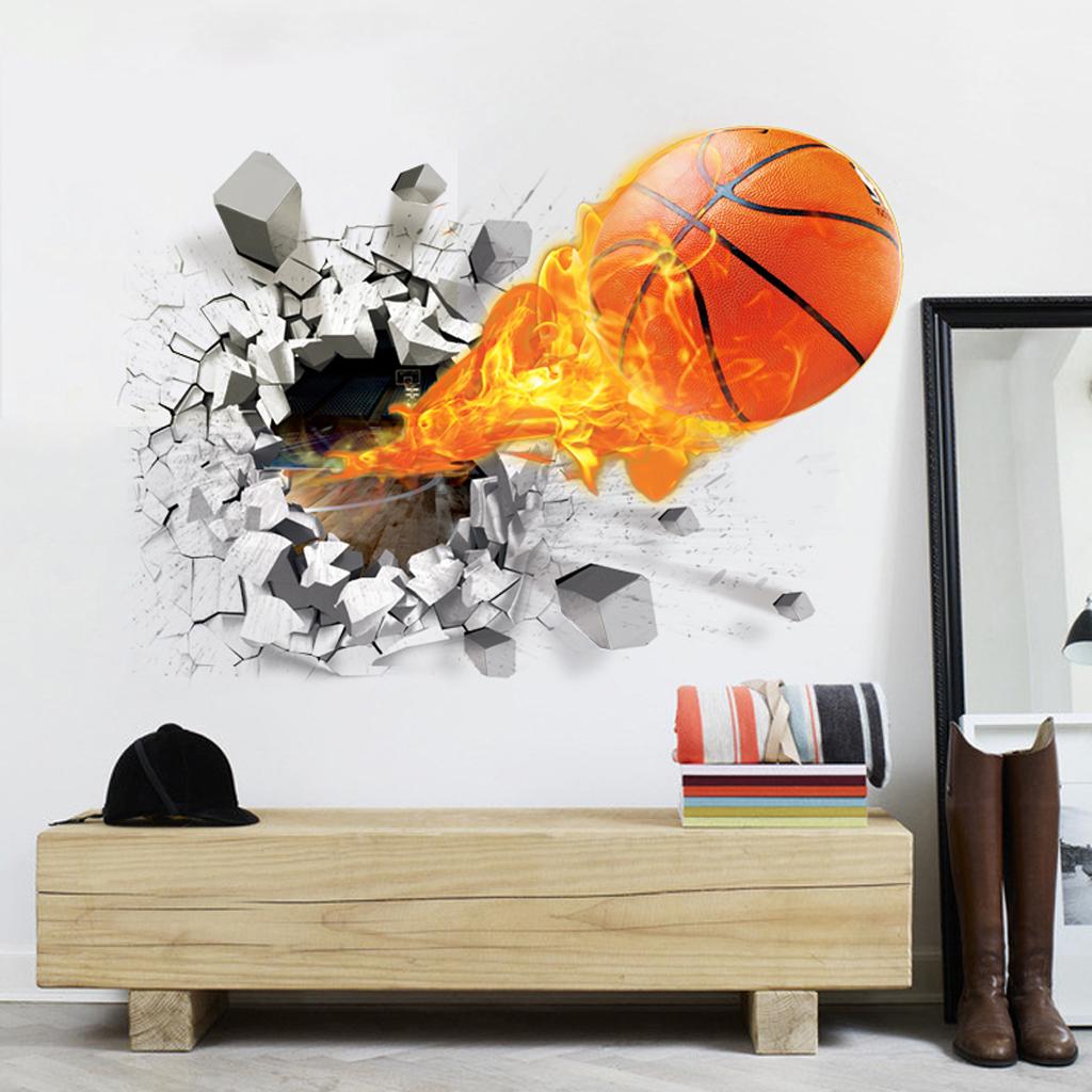 Maxbell 3D Basketball Rush Out Wall Decal Stickers Kids Room Decor
