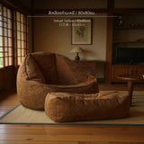 Maxbell Bean Warehouse Lazy Sofa | Japanese Retro Style Chair Corduroy Yellow 80x80cm