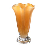 Maxbell Petals Glass Vase Portable Plant Flower Container for Cafe Dining Room Decor Yellow