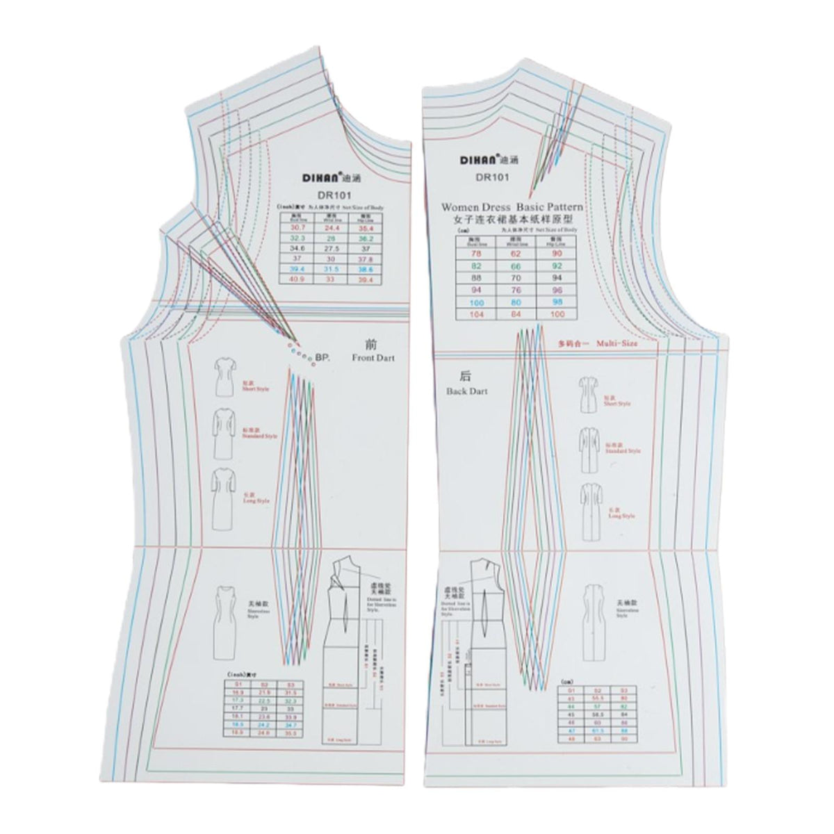 Maxbell 2Pcs Template Ruler Dresses Making Multipurpose Clothing Making Sewing Ruler