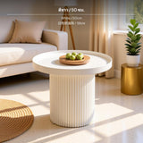 Maxbell 2-Piece Modern Cream design Coffee Table Set, French circular table, PetCompatible Small Space Living Room Accent Table, Metal Movable Sofa Side Table, Light Luxury, Gray White