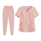 Maxbell Maxbell Female Scrub Set Short Sleeves Machine Washable with Pockets Nursing Uniform S Pink