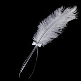 Maxbell Wedding Bridal Party White Ostrich Quill Feather Guest Book Signing Pen Bowknot