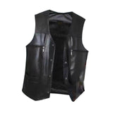 Maxbell Waistcoat Lightweight Utility Mens PU Leather Vest for Travel Winter Hunting XL Black
