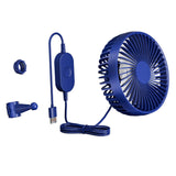 Maxbell USB Car Fan Backseat Portable Headrest Mount 12V 24V for Truck Home Van Blue