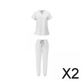 Maxbell 2xNursing Uniforms Beauty Salon Shop V Neck T Shirts Women Scrubs Sets XL
