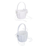 Maxbell 2Pc Ivory/White Satin Flower Girl Basket Crystal Rhinestone for Wedding Ceremony