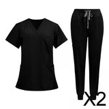 Maxbell 2xNursing Uniforms Scrub Set Short Sleeve Nurse Top and Pants for Pet Groomer