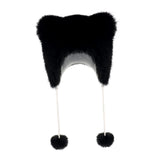 Maxbell Bear Ears Trapper Hat Stylish Ear Protection Hat for Climbing Biking Skating Black