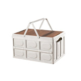Maxbell Camping Storage Box Foldable Outdoor Bin for Picnic Home Sorting Living Room Wood Lid Portable S