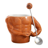 Maxbell Ceramic Coffee Mug Tea Cup Muscle Cup for Tea Hot or Cold Drink Father's Day basketball spoon