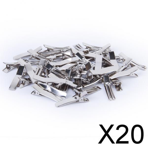 Maxbell 20xApprox. 50 Pcs Blank Double Prong Hair Clip 35mm