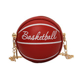 Maxbell Basketball Shaped Purse Casual Mini Round Ball Bag for Street Work Commuting red