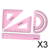 Maxbell 3xGeometry Math Ruler Metal Protractor Ruler Set for Home Carpentry
