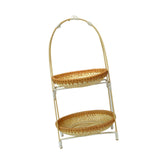 Maxbell Bamboo Basket Tray Fruit Food Storage Bowl Multifunctional Rustic Fruit Rack Double Layer
