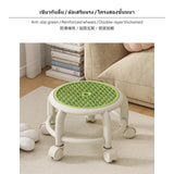 Maxbell 5-Wheel rotating Kids Shower Stool, polypropylene resin Portable Rolling Seat with Anti-Slip Pad, Breathable Design, Multipurpose Small Stool for Bathroom, Home Cleaning, Orange Green