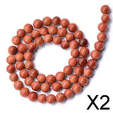 Maxbell 2x6mm Gold Sand Stone Round Gemstone Loose Beads Strand 15 Inch