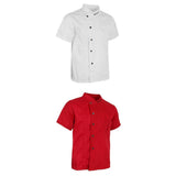 Maxbell 2x Unisex Chef Jackets Coat Short Sleeves Shirt Kitchen Uniforms M White Red