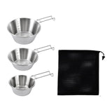 Maxbell 3Pcs Camping Bowls with Mesh Bag Compact Cups for Kitchen BBQ Outdoor Folding Handle