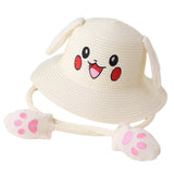 Maxbell Kids Sun Hat Cute Rabbit Hat Breathable Summer Beach Cap Children Bucket Cap White